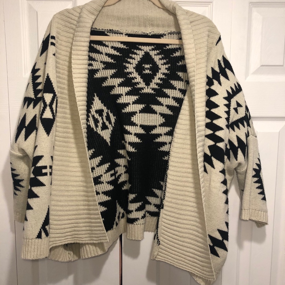Tribal Cream and Black Cardigan